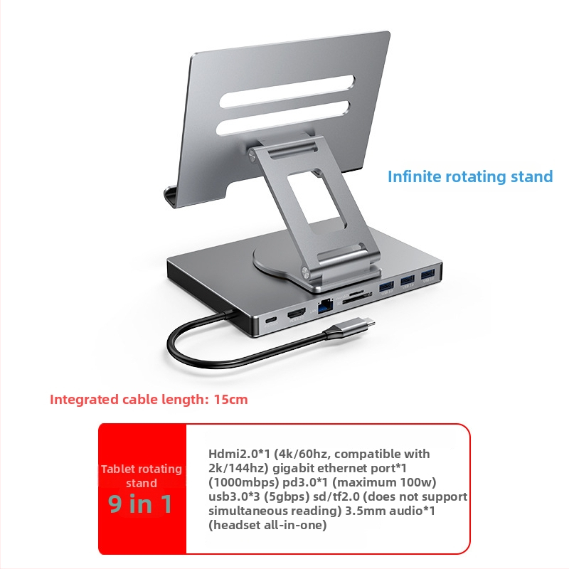 Lan Shuo USB-C docking stanica od aluminijskog legura, HDMI 2.0 i Gigabit Ethernet, 5Gbps