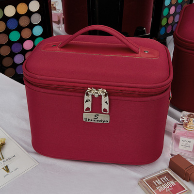 Geantă de cosmetice din nylon impermeabilă, cu compartimente multiple, capacitate mare, organizator pentru femei