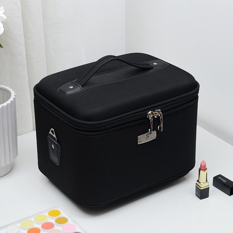 Geantă de cosmetice din nylon impermeabilă, cu compartimente multiple, capacitate mare, organizator pentru femei
