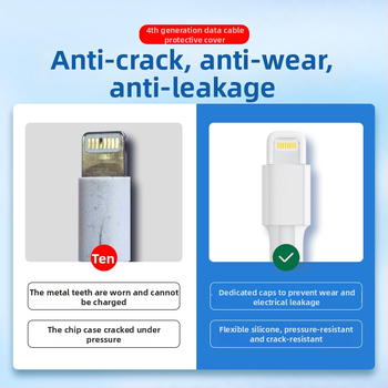 Силиконова защита за кабел за данни – Всичко включено, модел 413; съвместима с кабели на Apple, Huawei, Xiaomi и Vivo; защита срещу счупване и износ на метал.