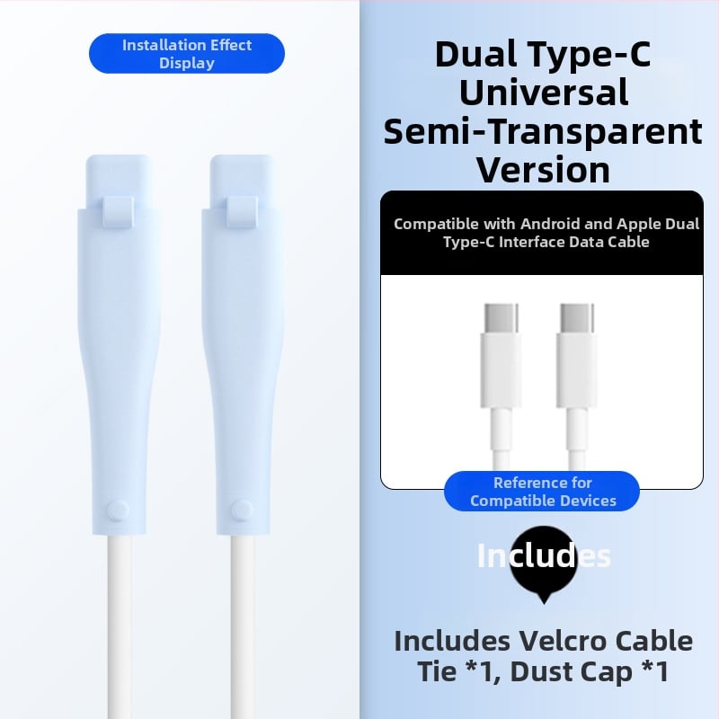 Силиконова защита за кабел за данни – Всичко включено, модел 413; съвместима с кабели на Apple, Huawei, Xiaomi и Vivo; защита срещу счупване и износ на метал.