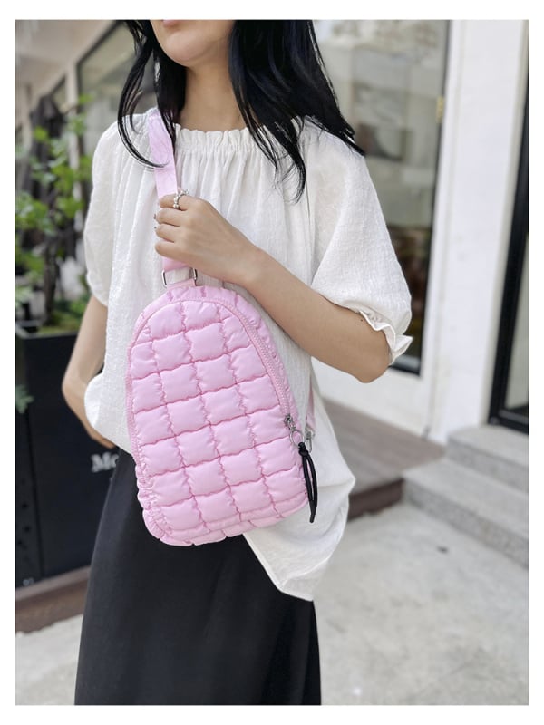 Crossbody sportska torba od najlona s quiltanim rombo uzorkom, zatvarač, poliesterska podstava, unutarnji džep za mobitel, unutarnji džep tip patch