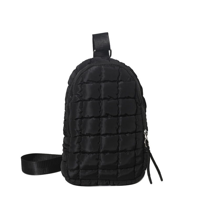 Crossbody sportska torba od najlona s quiltanim rombo uzorkom, zatvarač, poliesterska podstava, unutarnji džep za mobitel, unutarnji džep tip patch