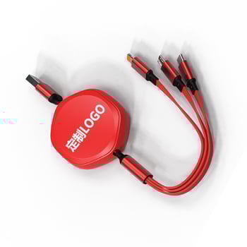 3-in-1 visszahúzható adatkábel Micro USB és USB-C csatlakozókkal, test alumíniumötvözet, 66W maximális teljesítmény, TPE burkolat