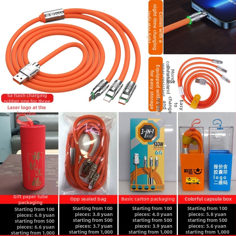3-in-1 visszahúzható adatkábel Micro USB és USB-C csatlakozókkal, test alumíniumötvözet, 66W maximális teljesítmény, TPE burkolat