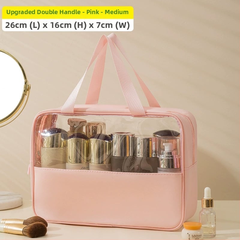 Geantă cosmetică transparentă multifuncțională cu logo, capacitate mare, ultraușoară, PVC material, fermoar