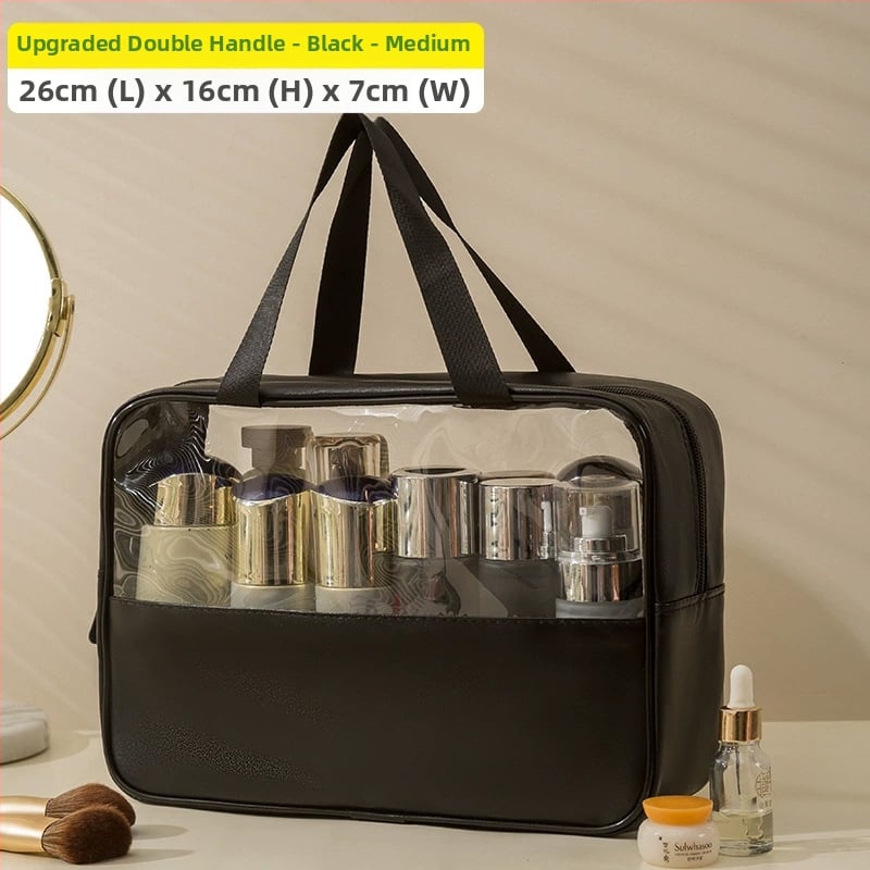 Geantă cosmetică transparentă multifuncțională cu logo, capacitate mare, ultraușoară, PVC material, fermoar