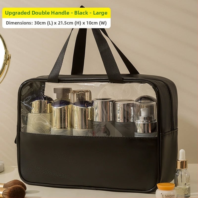 Geantă cosmetică transparentă multifuncțională cu logo, capacitate mare, ultraușoară, PVC material, fermoar