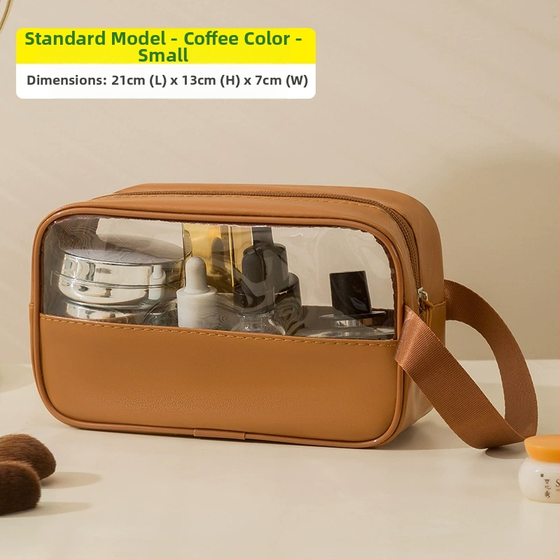 Geantă cosmetică transparentă multifuncțională cu logo, capacitate mare, ultraușoară, PVC material, fermoar