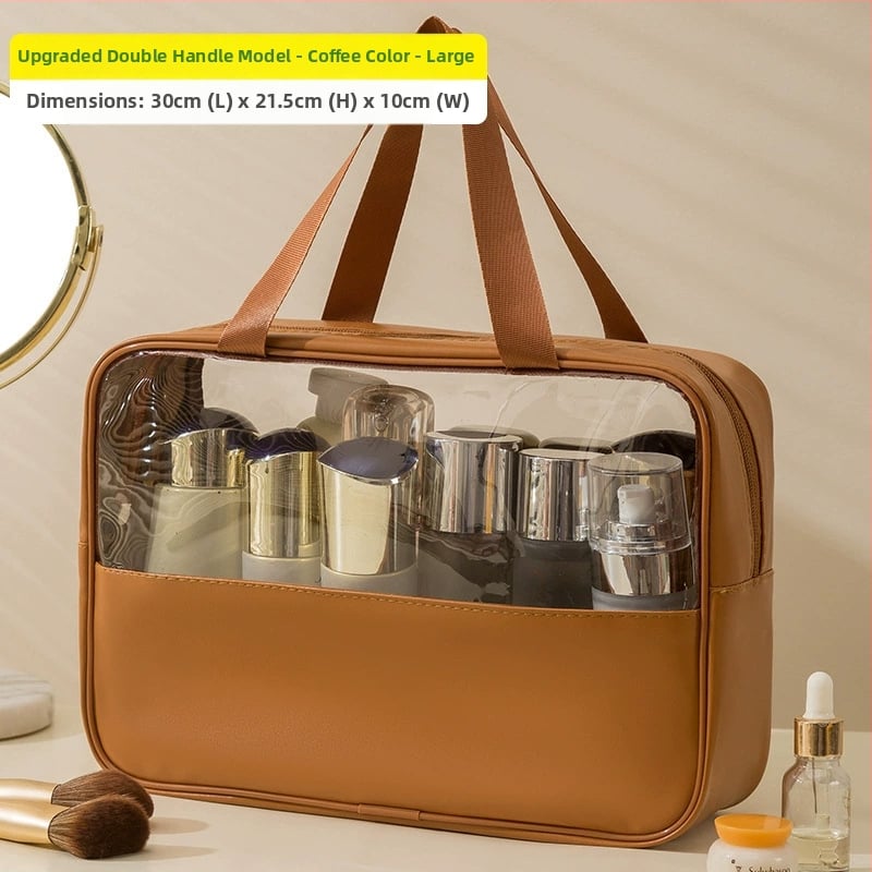 Geantă cosmetică transparentă multifuncțională cu logo, capacitate mare, ultraușoară, PVC material, fermoar