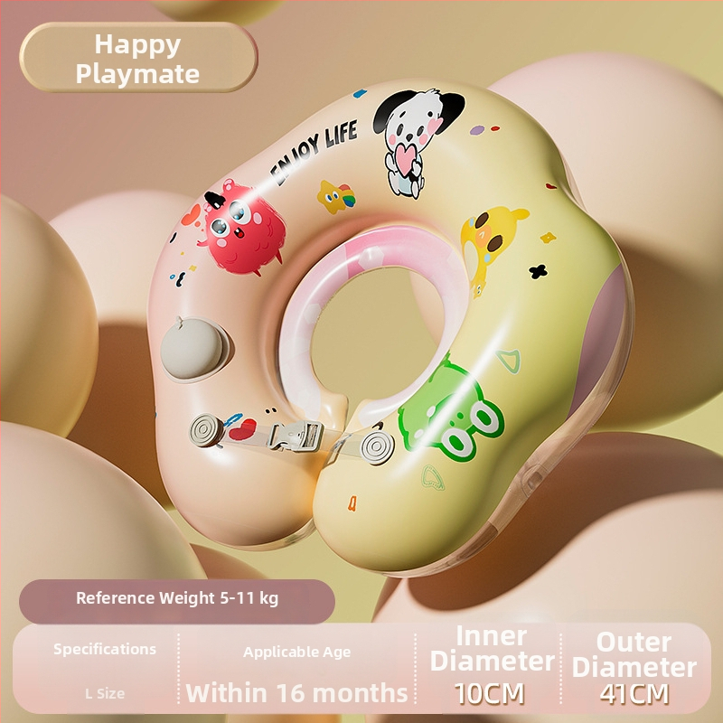 Бебешки плувен пръстен с мультяшен дизайн, PVC материал, ръчно надуване, подходящ за басейни и водни паркове