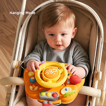 Мултифункционална маса със волан за ранно образование — пластмасова играчка, захранвана с батерии, музика и звуци, за деца 0–3 години