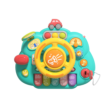 Мултифункционална маса със волан за ранно образование — пластмасова играчка, захранвана с батерии, музика и звуци, за деца 0–3 години