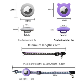 Állatok számára állítható AirTag védőtokkal — WINDHUNT; Anyagok: szilikon+nylon+műanyag; szilikon védőtok + gallér