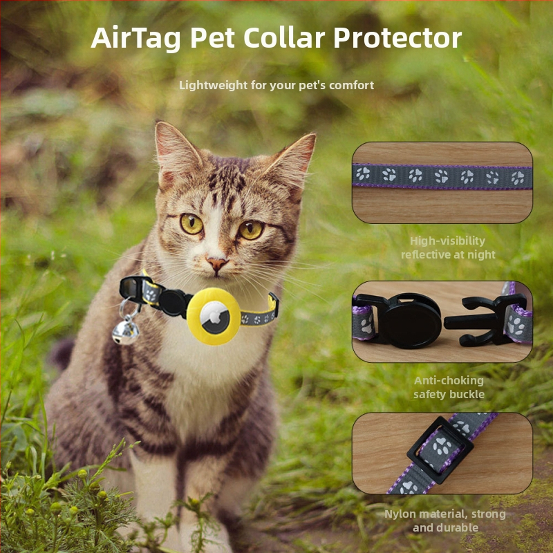 Állatok számára állítható AirTag védőtokkal — WINDHUNT; Anyagok: szilikon+nylon+műanyag; szilikon védőtok + gallér