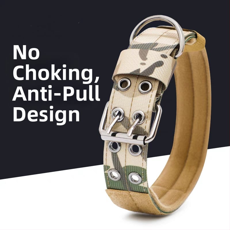 Taktikai nylon kutya nyakörv ötszintű állítható pórázzal, Golden Retriever és Német Juhász számára