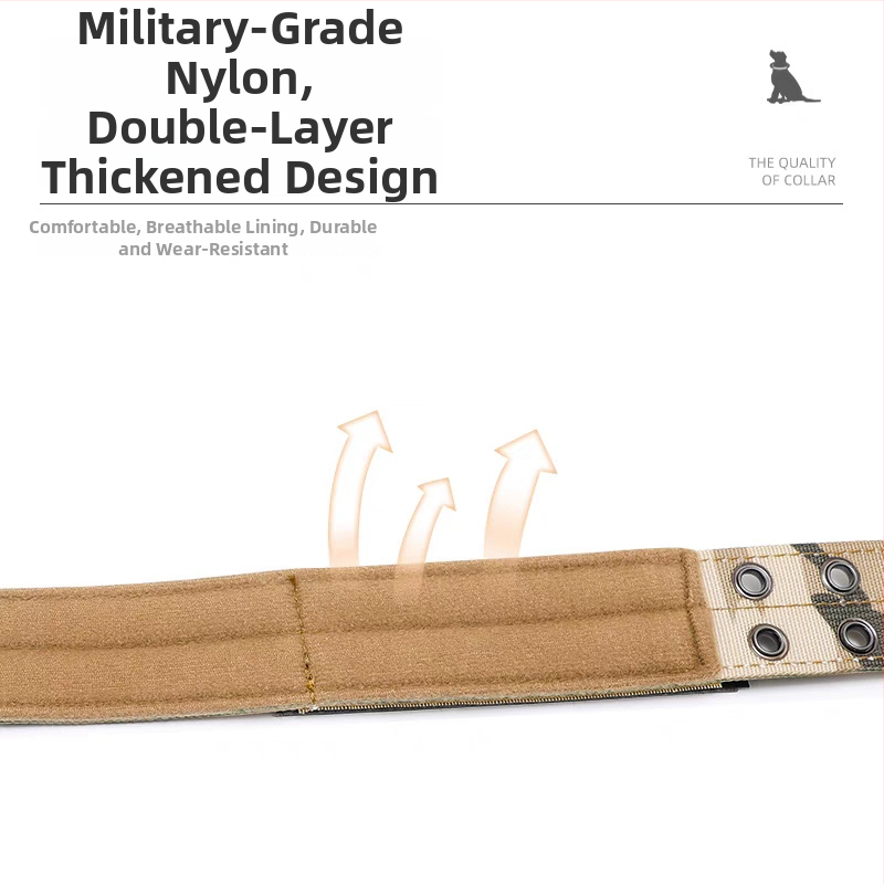 Taktikai nylon kutya nyakörv ötszintű állítható pórázzal, Golden Retriever és Német Juhász számára