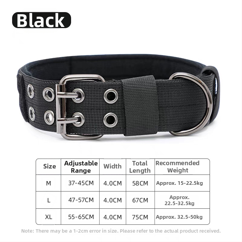 Taktikai nylon kutya nyakörv ötszintű állítható pórázzal, Golden Retriever és Német Juhász számára