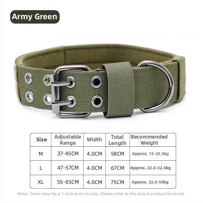 Taktikai nylon kutya nyakörv ötszintű állítható pórázzal, Golden Retriever és Német Juhász számára