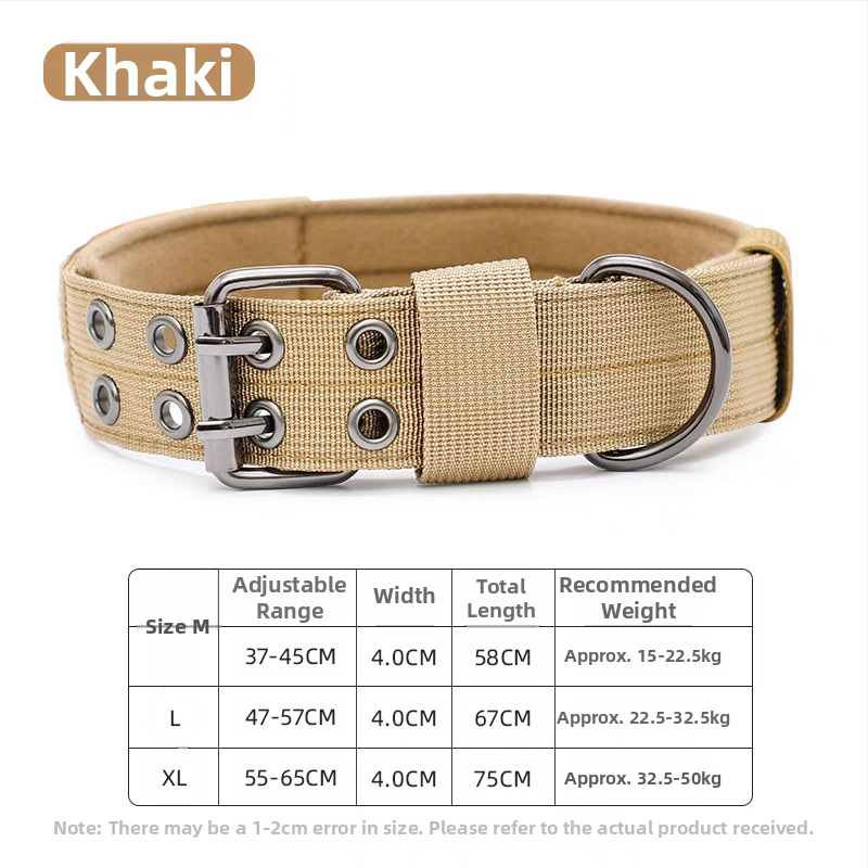 Taktikai nylon kutya nyakörv ötszintű állítható pórázzal, Golden Retriever és Német Juhász számára