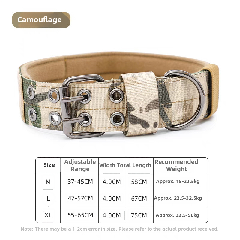 Taktikai nylon kutya nyakörv ötszintű állítható pórázzal, Golden Retriever és Német Juhász számára