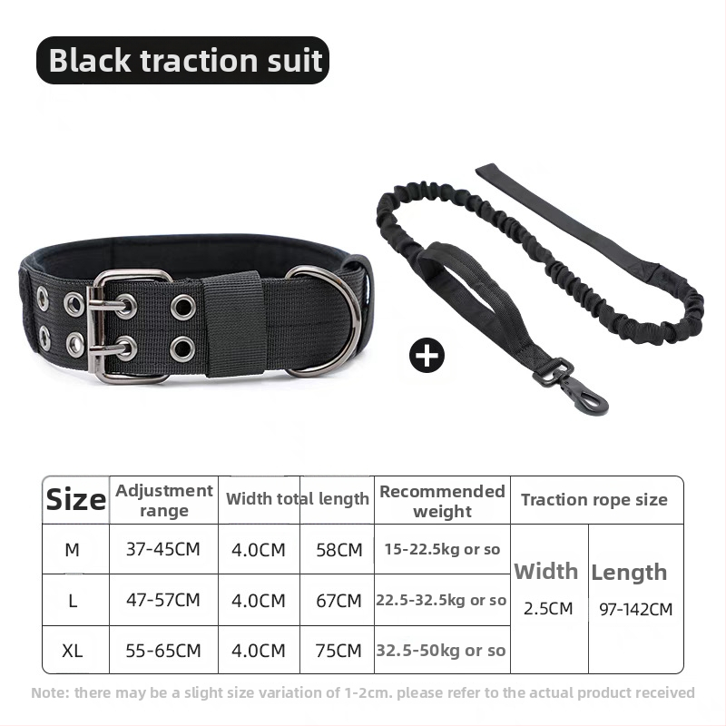 Taktikai nylon kutya nyakörv ötszintű állítható pórázzal, Golden Retriever és Német Juhász számára