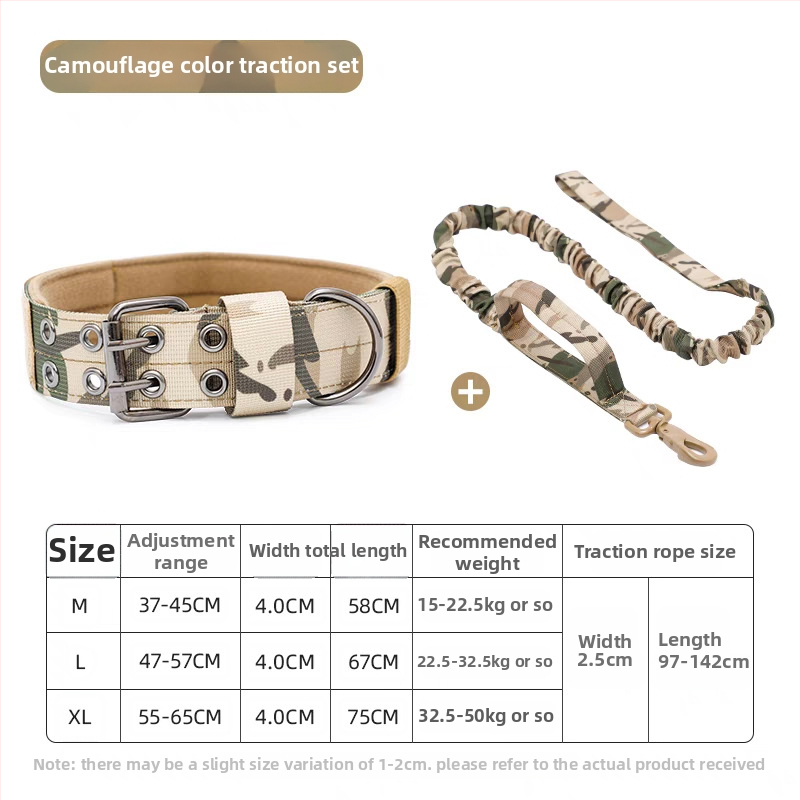 Taktikai nylon kutya nyakörv ötszintű állítható pórázzal, Golden Retriever és Német Juhász számára