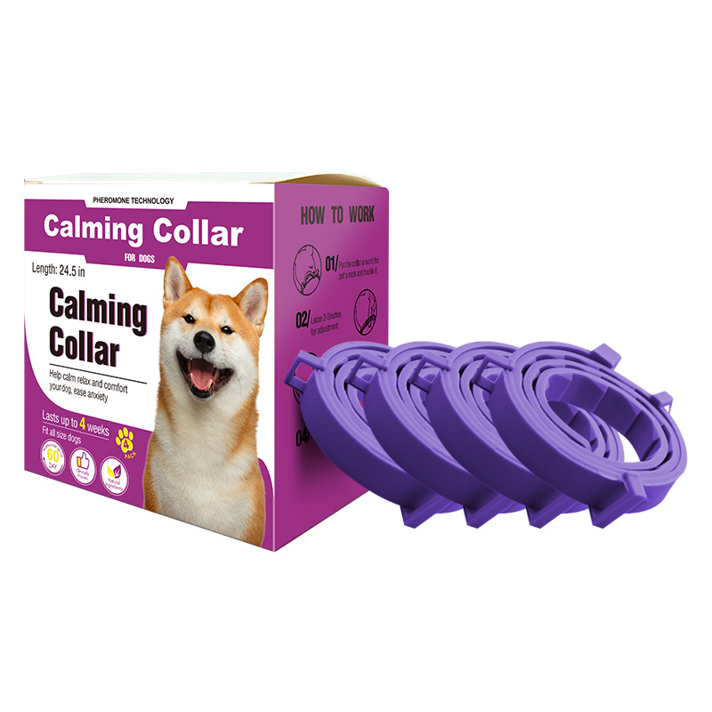 Macskák és kutyák nyugtató nyakörve, állítható, 4 darabos készlet, color-block mintázat, kompozit anyagok