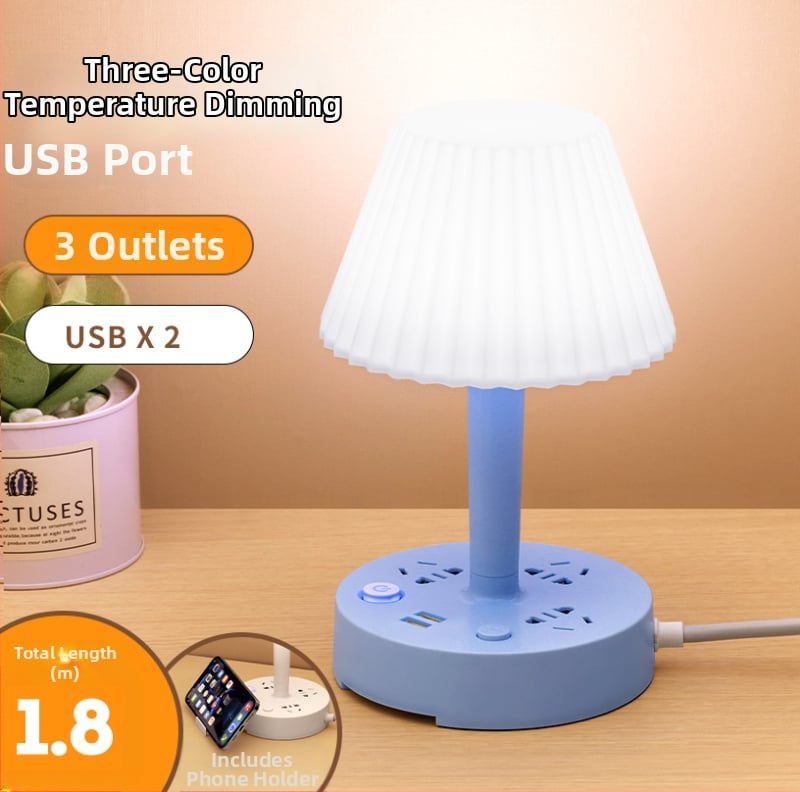 LED επιτραπέζιο λαμπτήρα προστασίας ματιών, πολυλειτουργικό, με USB φόρτιση και θύρα ασφαλιστικού κλειδώματος — 10A, 100-250V AC, 2500W, 3C πιστοποίηση