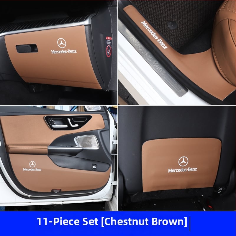 Mercedes‑Benz E‑Класа E300L – кожени анти-ударни панели за гръб на вратите, интериор, Huangku, лого отпечатано, персонализация налична, стил Four Seasons General (W214)