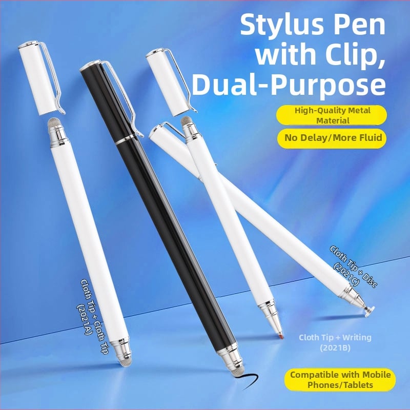 Tawecol metallist kapacitatiivne stilus juhtiva riide diskiga – Android ja iOS ühilduv universaalne puutetundlik pliiats mobiiltelefonidele ja tahvelarvutitele