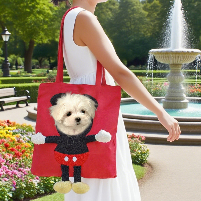 Τσάντα κατοικίδιων από καμβά, με χιαστί και χειρολαβή, ζωικό σχέδιο, μεγάλη χωρητικότητα, μεσαία μαλακή κατασκευή