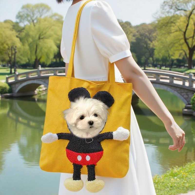 Τσάντα κατοικίδιων από καμβά, με χιαστί και χειρολαβή, ζωικό σχέδιο, μεγάλη χωρητικότητα, μεσαία μαλακή κατασκευή