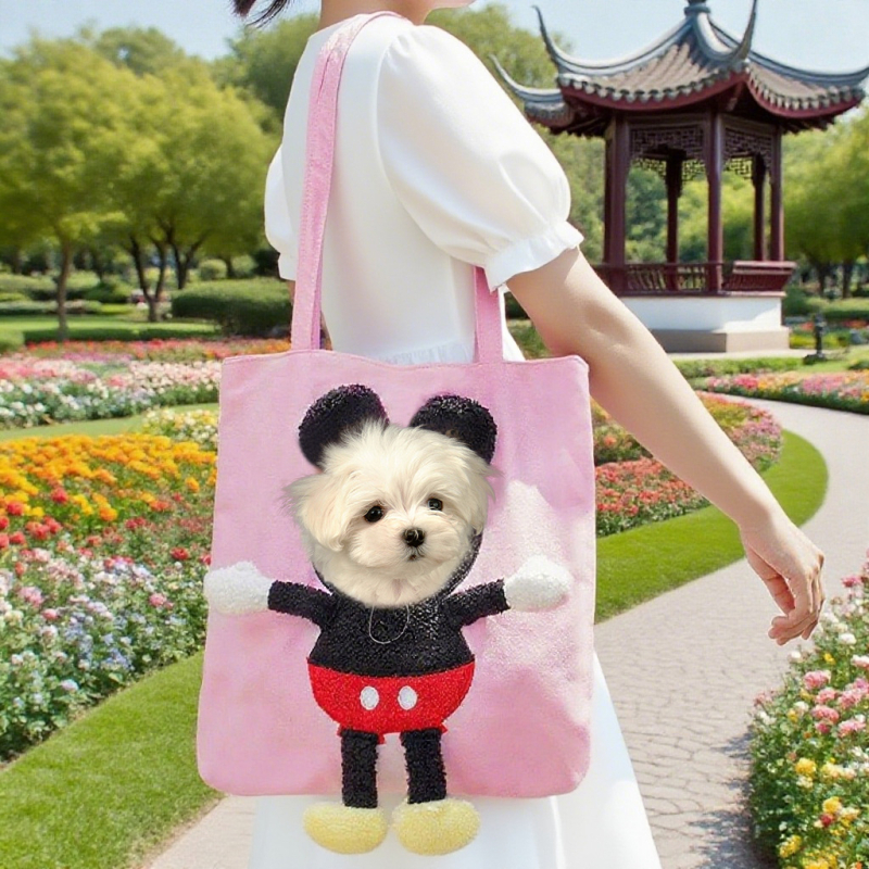 Τσάντα κατοικίδιων από καμβά, με χιαστί και χειρολαβή, ζωικό σχέδιο, μεγάλη χωρητικότητα, μεσαία μαλακή κατασκευή