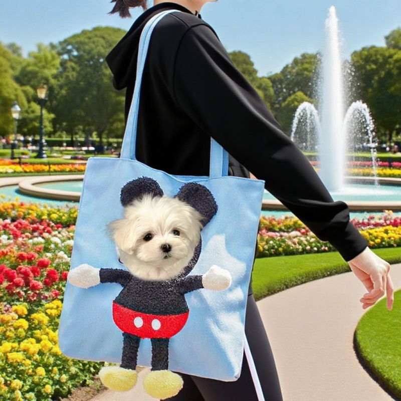 Τσάντα κατοικίδιων από καμβά, με χιαστί και χειρολαβή, ζωικό σχέδιο, μεγάλη χωρητικότητα, μεσαία μαλακή κατασκευή