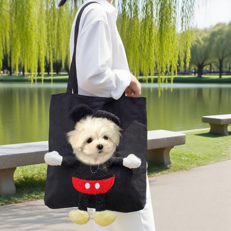 Τσάντα κατοικίδιων από καμβά, με χιαστί και χειρολαβή, ζωικό σχέδιο, μεγάλη χωρητικότητα, μεσαία μαλακή κατασκευή