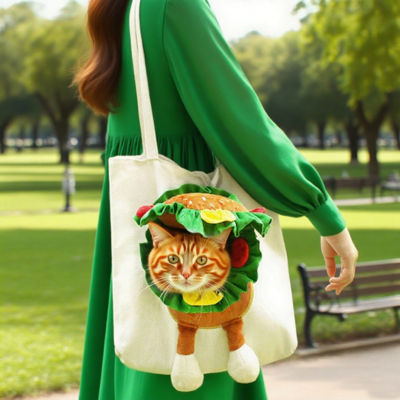 Τσάντα κατοικίδιων από καμβά, με χιαστί και χειρολαβή, ζωικό σχέδιο, μεγάλη χωρητικότητα, μεσαία μαλακή κατασκευή