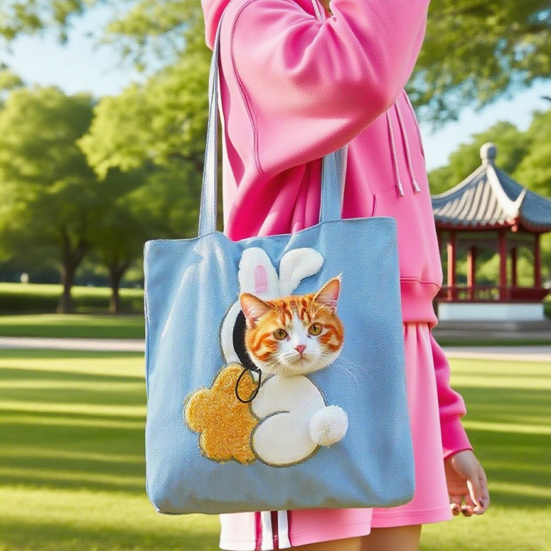 Τσάντα κατοικίδιων από καμβά, με χιαστί και χειρολαβή, ζωικό σχέδιο, μεγάλη χωρητικότητα, μεσαία μαλακή κατασκευή