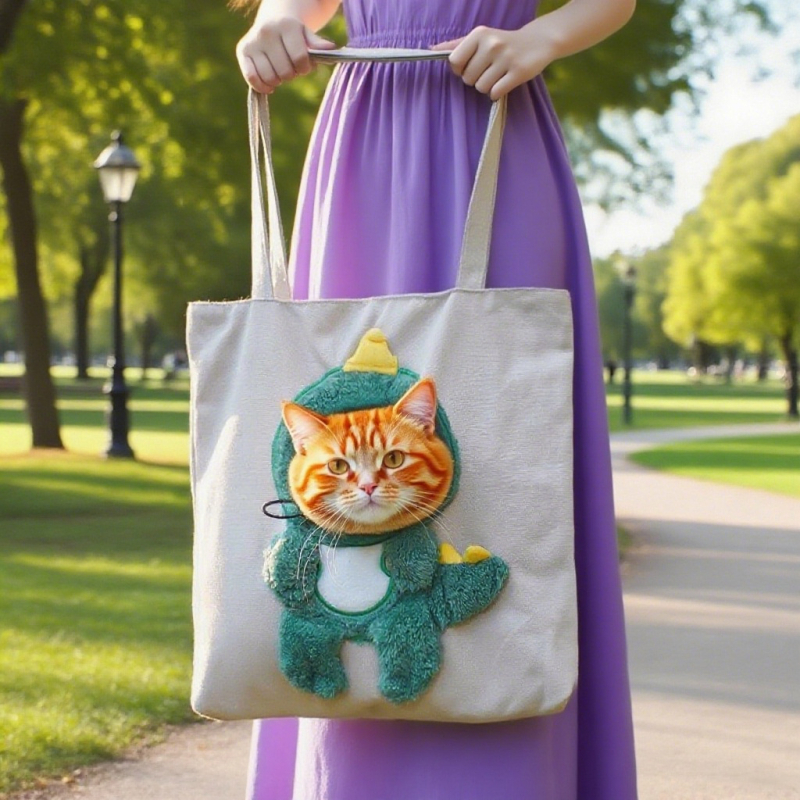 Τσάντα κατοικίδιων από καμβά, με χιαστί και χειρολαβή, ζωικό σχέδιο, μεγάλη χωρητικότητα, μεσαία μαλακή κατασκευή