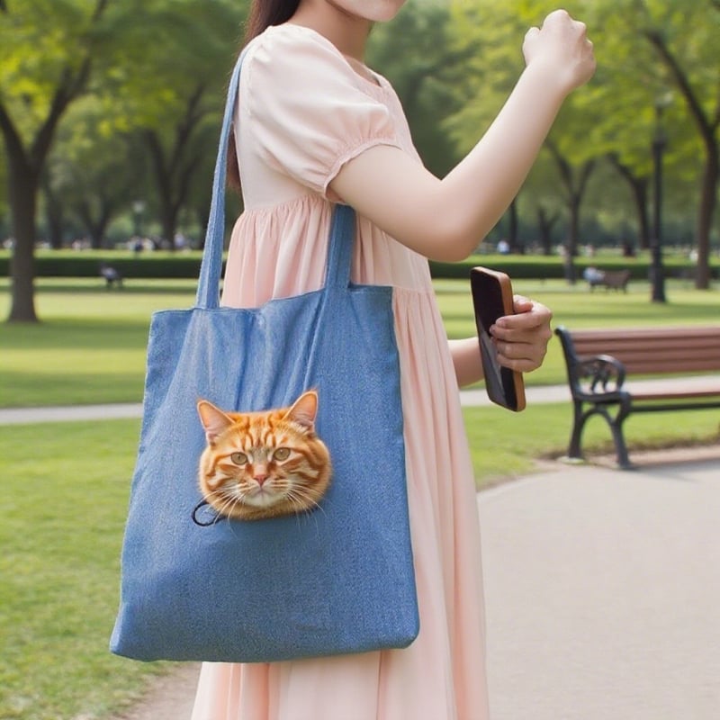 Τσάντα κατοικίδιων από καμβά, με χιαστί και χειρολαβή, ζωικό σχέδιο, μεγάλη χωρητικότητα, μεσαία μαλακή κατασκευή