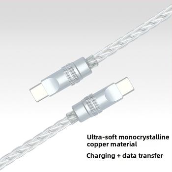 Καλώδιο δεδομένων με πλεγμένες οκτώ ίνες, επιχρυσωμένο με ασήμι σε μονοκρύσταλλο χαλκό — γρήγορη φόρτιση, συμβατό με iPhone16, Mate70, tablets και φορητούς υπολογιστές