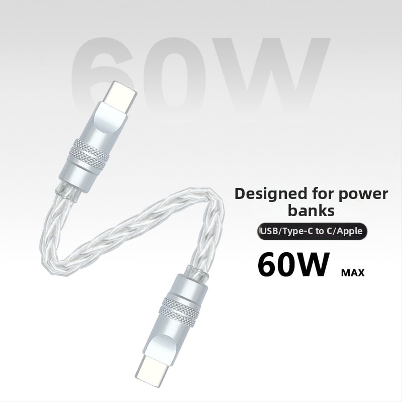 Καλώδιο δεδομένων με πλεγμένες οκτώ ίνες, επιχρυσωμένο με ασήμι σε μονοκρύσταλλο χαλκό — γρήγορη φόρτιση, συμβατό με iPhone16, Mate70, tablets και φορητούς υπολογιστές