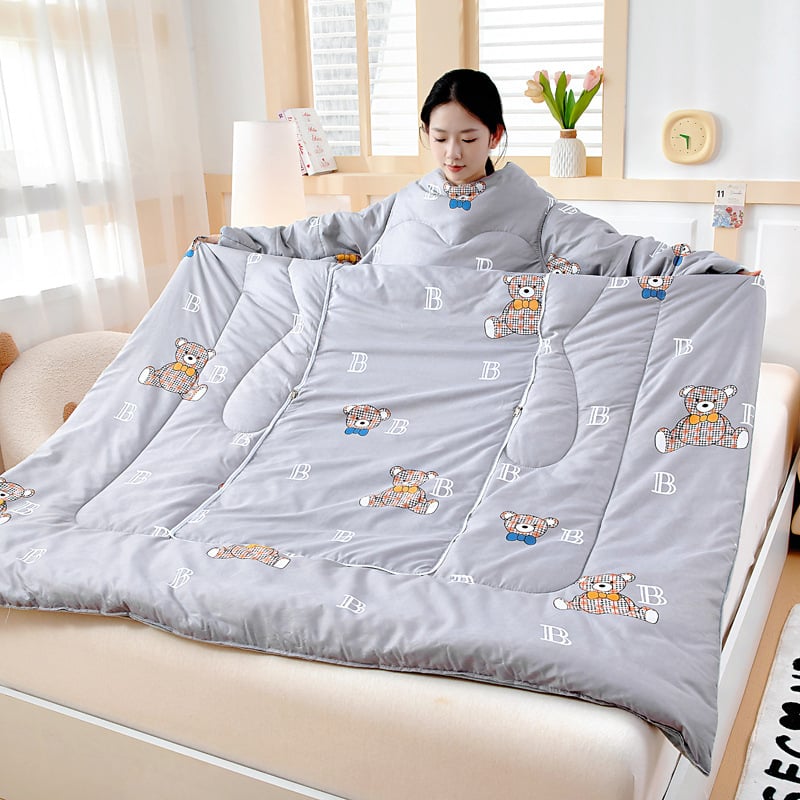 Възглавнично одеяло – удебелено, топло, мултифункционално и сгъваемо; полиестерна външна тъкан и пълнеж, диван стил, детска защита срещу ритници