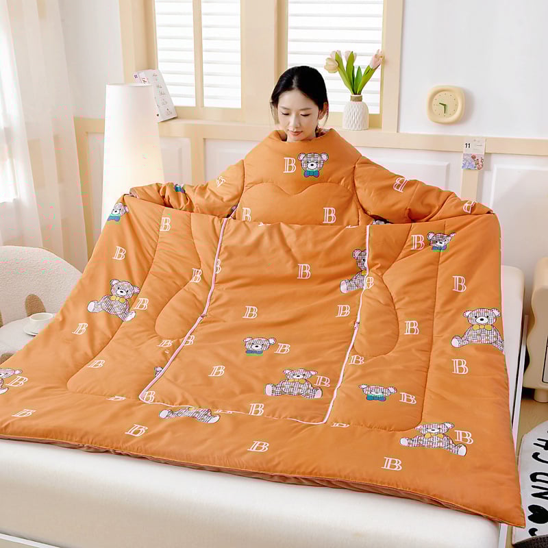 Възглавнично одеяло – удебелено, топло, мултифункционално и сгъваемо; полиестерна външна тъкан и пълнеж, диван стил, детска защита срещу ритници