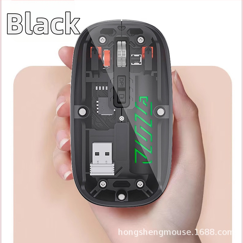 Bezdrôtová myš s dvojmódovým pripojením 2.4G/Bluetooth, 1600 DPI, 5 tlačidiel, USB-C rozhranie, nabíjateľná batéria