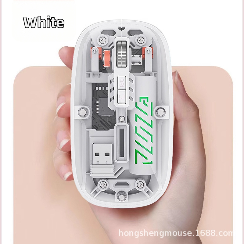 Bezdrôtová myš s dvojmódovým pripojením 2.4G/Bluetooth, 1600 DPI, 5 tlačidiel, USB-C rozhranie, nabíjateľná batéria