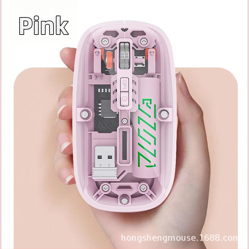 Bezdrôtová myš s dvojmódovým pripojením 2.4G/Bluetooth, 1600 DPI, 5 tlačidiel, USB-C rozhranie, nabíjateľná batéria