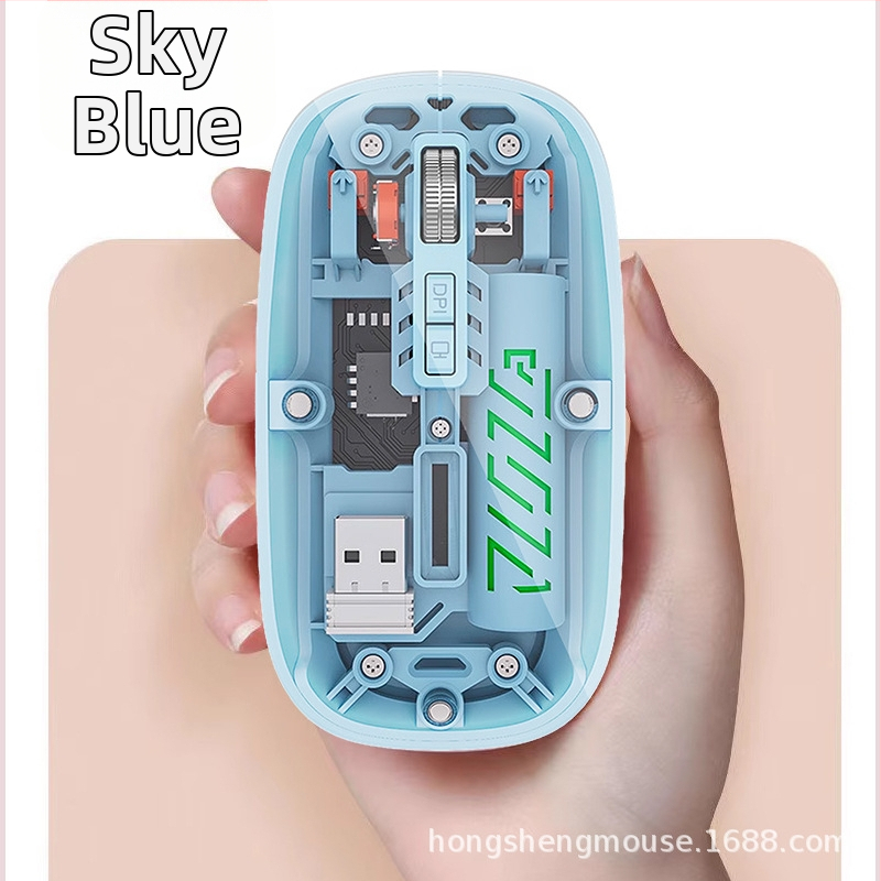 Bezdrôtová myš s dvojmódovým pripojením 2.4G/Bluetooth, 1600 DPI, 5 tlačidiel, USB-C rozhranie, nabíjateľná batéria