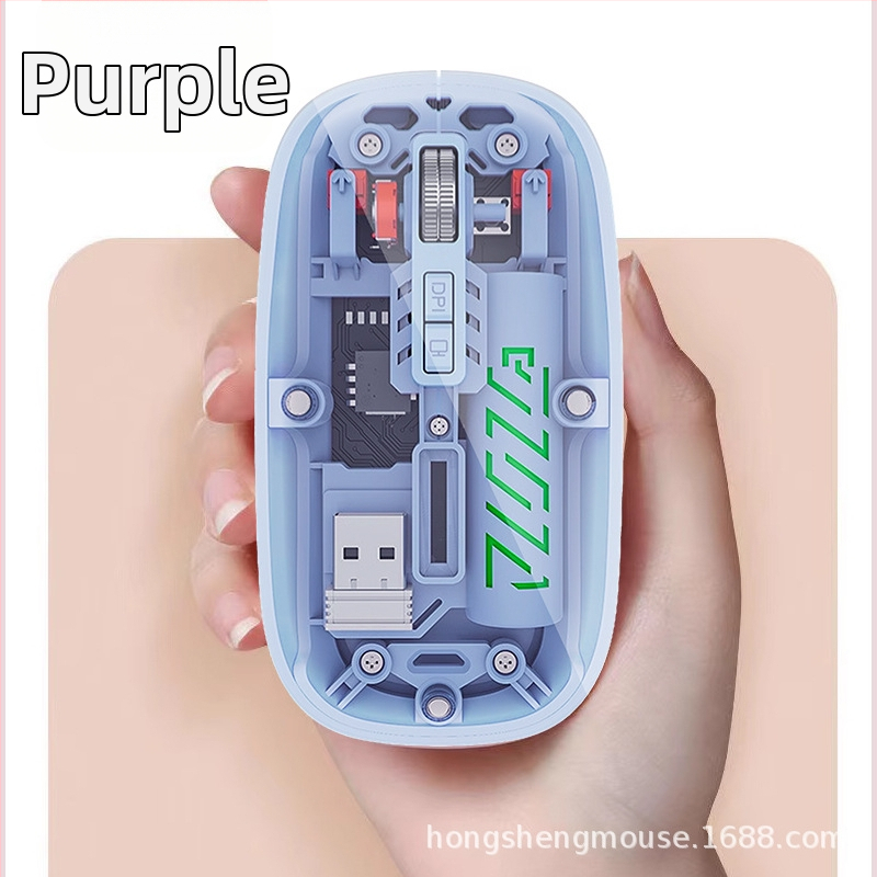 Bezdrôtová myš s dvojmódovým pripojením 2.4G/Bluetooth, 1600 DPI, 5 tlačidiel, USB-C rozhranie, nabíjateľná batéria