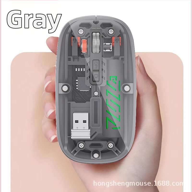 Bezdrôtová myš s dvojmódovým pripojením 2.4G/Bluetooth, 1600 DPI, 5 tlačidiel, USB-C rozhranie, nabíjateľná batéria